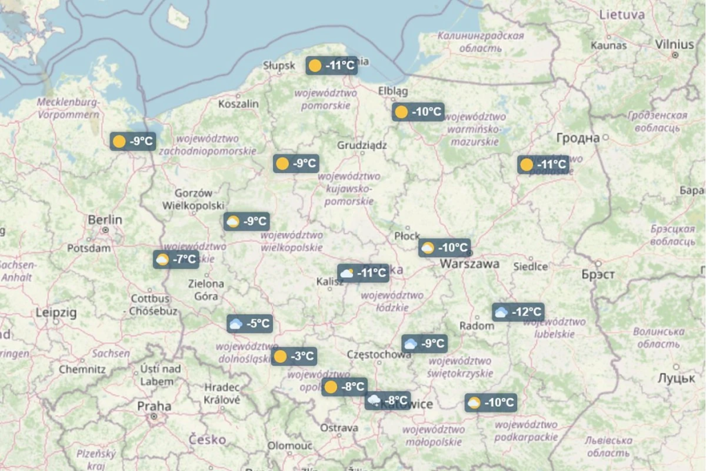 Mieszkańców stolicy Warmii czeka wyjątkowo mroźny początek lutego z temperaturami znacznie poniżej zera. Sprawdź kiedy nastąpi kulminacja mrozów oraz kiedy spodziewać się opadów śniegu i gołoledzi na drogach. Mieszkańców stolicy Warmii czeka wyjątkowo mroźny początek lutego z temperaturami znacznie poniżej zera. Sprawdź kiedy nastąpi kulminacja mrozów oraz kiedy spodziewać się opadów śniegu i gołoledzi na drogach. - Pogoda w Olsztynie na 14 dni przyniesie siarczyste mrozy i temperaturę spadającą do minus 19 stopni