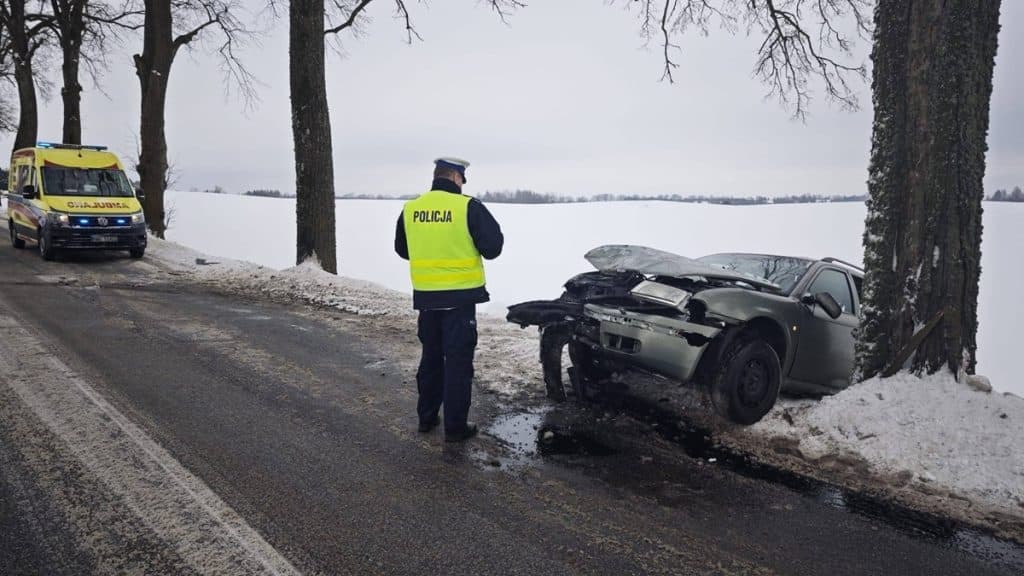 skoda rozbita o drzewo