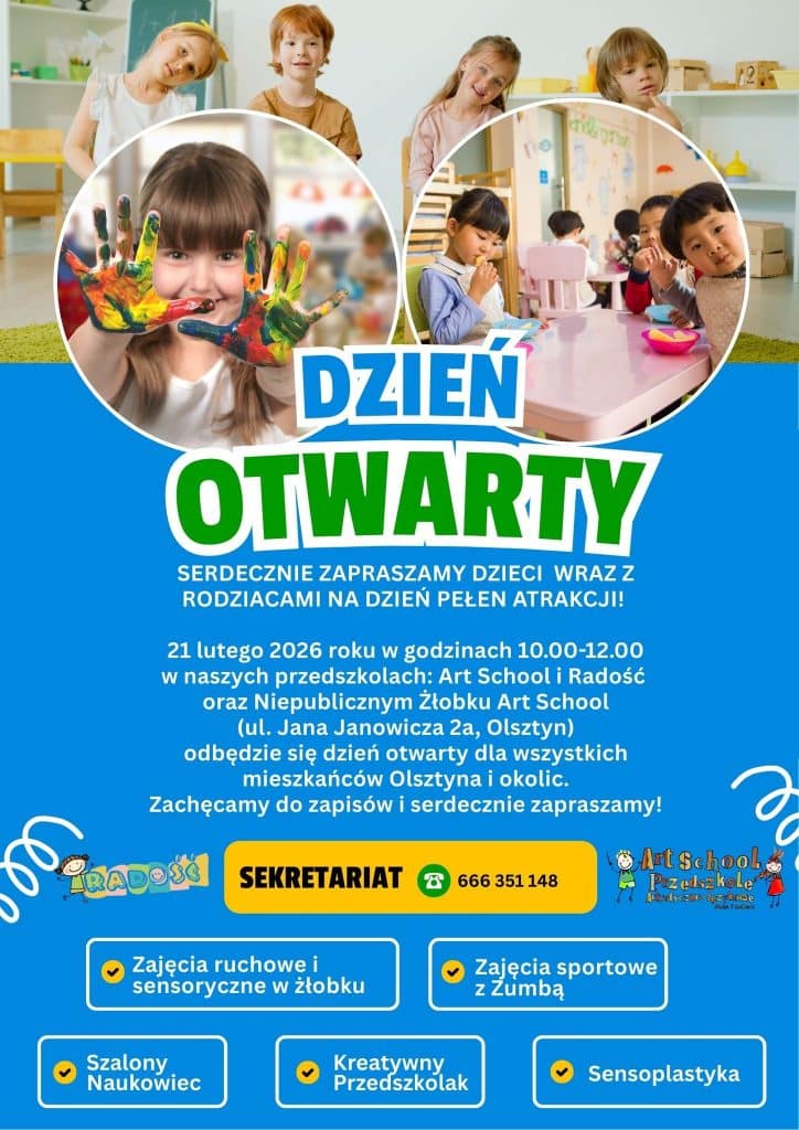 Zdjęcie dzieci bawiących się i uczących w przedszkolu, w tym jedna z dziećmi z pomalowanymi rękami.