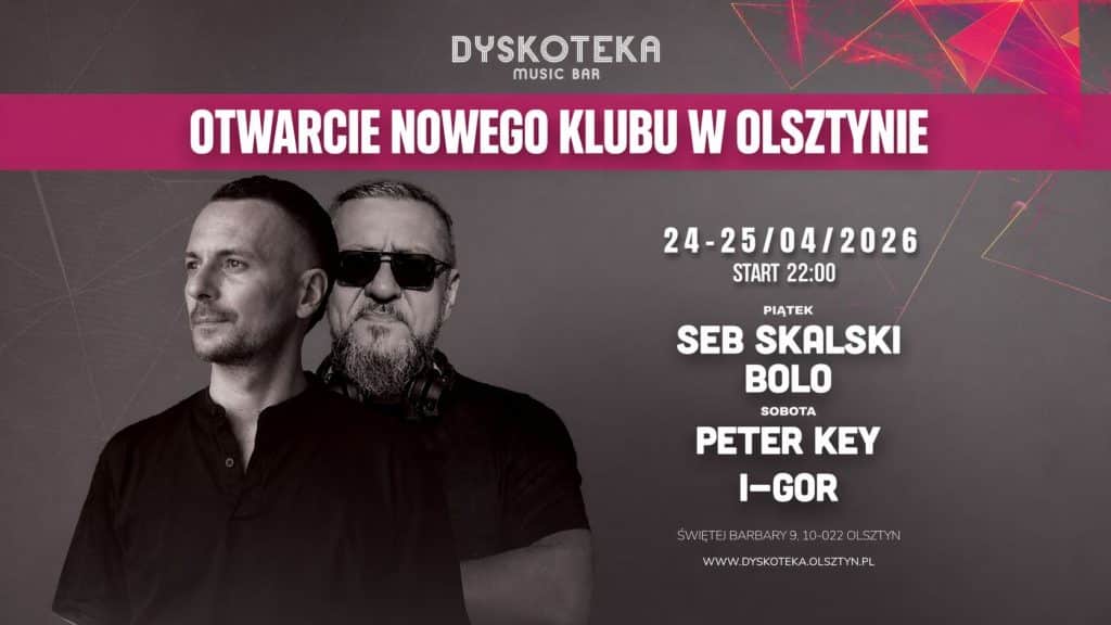 Zdjęcie wnętrza nowego klubu Dyskoteka Music Bar w Olsztynie, widoczne elementy dekoracji i oświetlenia.