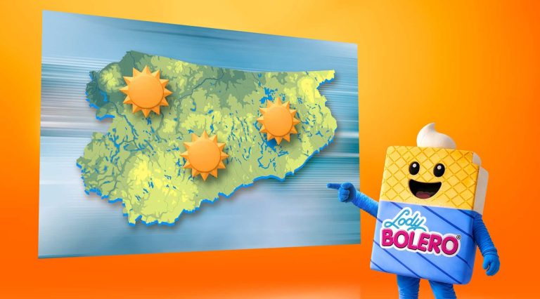 Mapa Polski z ikonami słońca, symbolizującymi wysokie temperatury na maj&oacute;wkę.